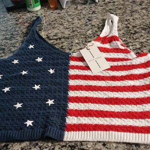 Moon & Madison Red and White Knit Top